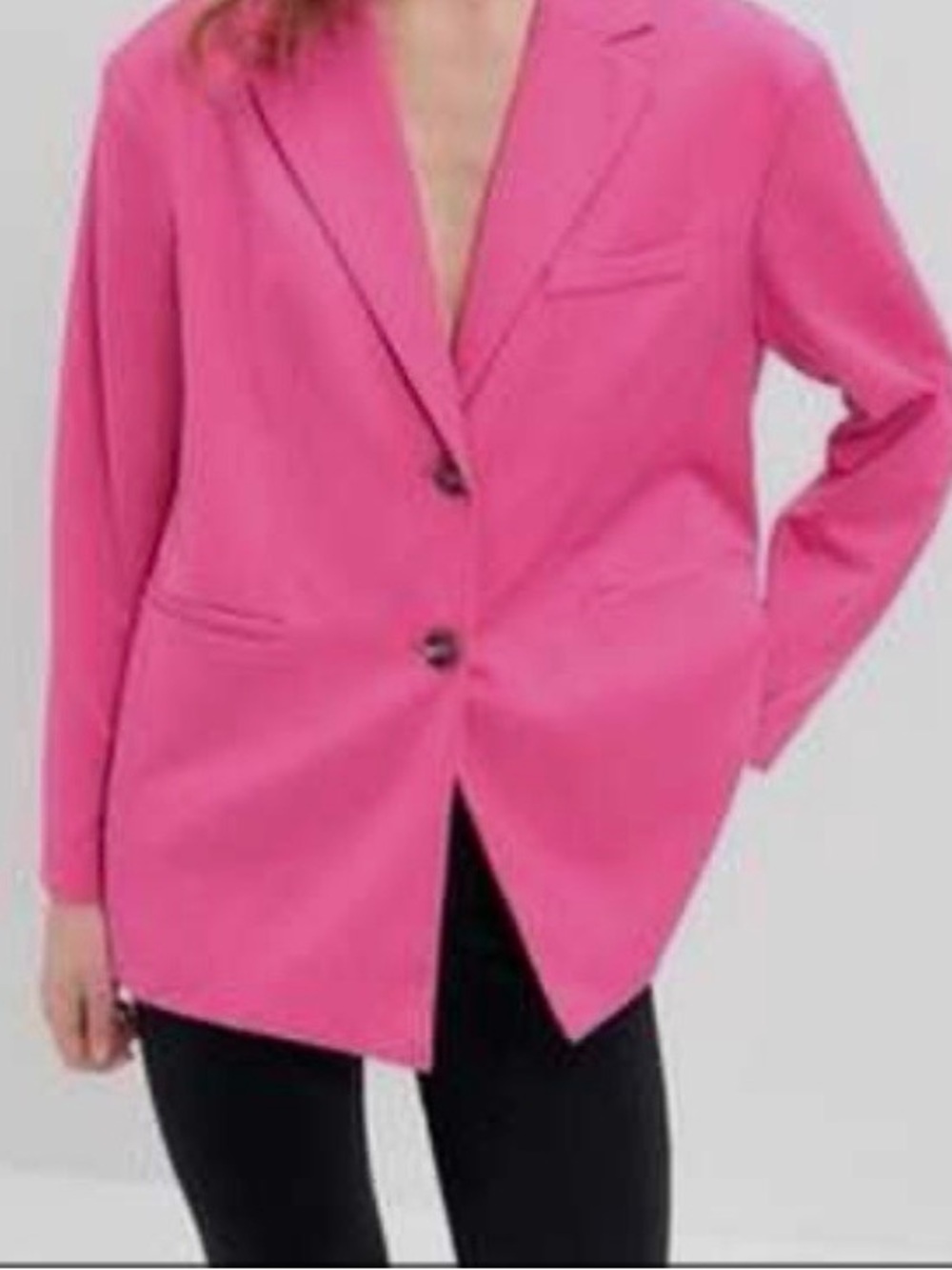 H&M Oversized Bright Pink Tailored Single-Breasted Blazer